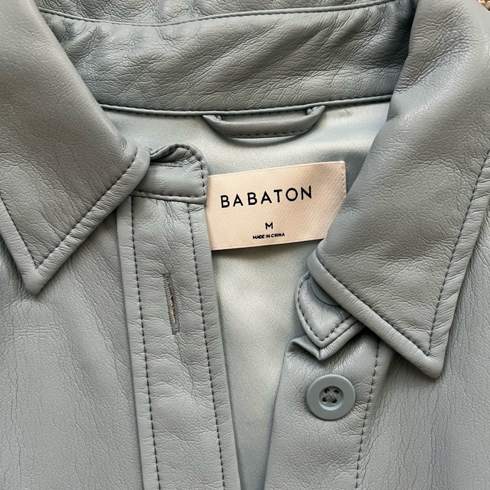 Babaton Sky Blue Leather Jacket - image 4